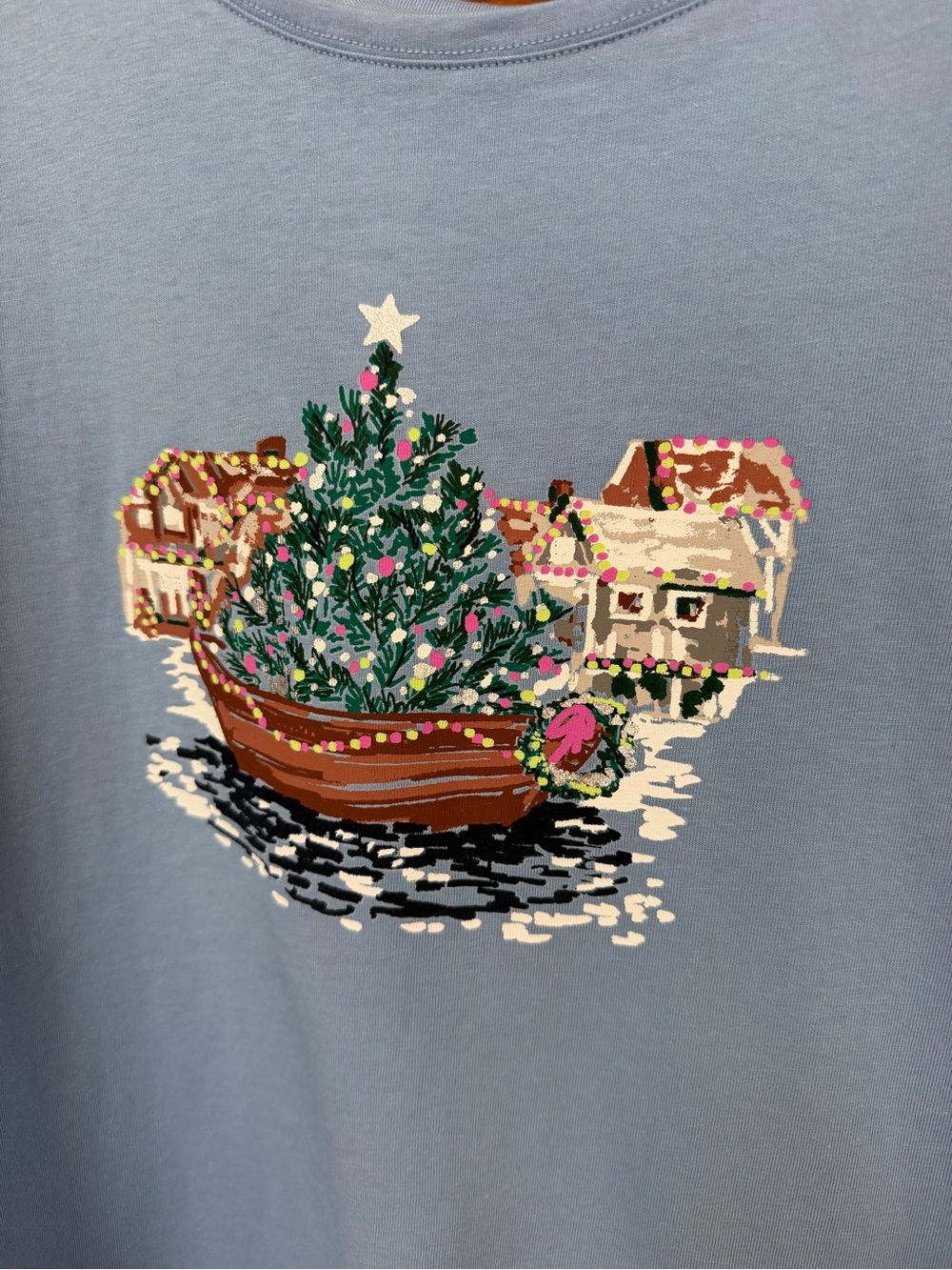 New Talbots Christmas Tree Holiday Top ~ Long Sleeve Graphic Tee XL Petite